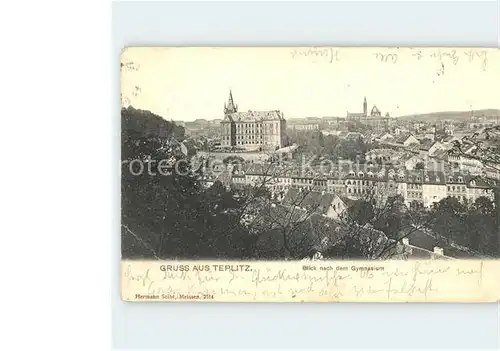 Teplitz Schoenau Blick nach dem Gymnasium Bahnpost Kat. Teplice