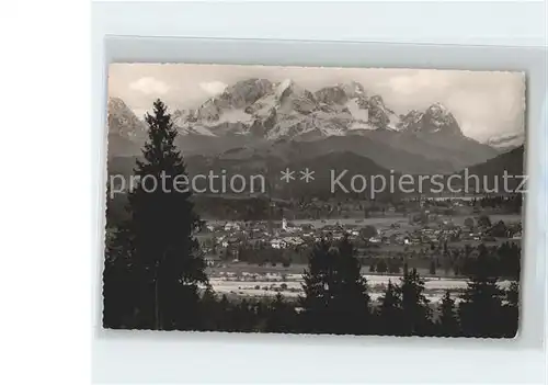 Kruen Panorama mit Zugspitzmassiv Kat. Kruen