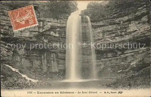 Meussia Saut Girard Cascade au Herisson Wasserfall Stempel auf AK Kat. Meussia