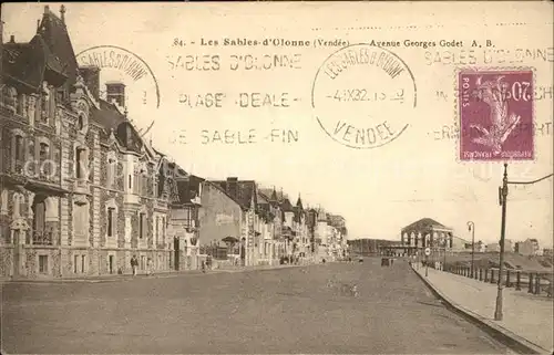 Les Sables d Olonne Avenue Georges Godet Stempel auf AK Kat. Les Sables d Olonne