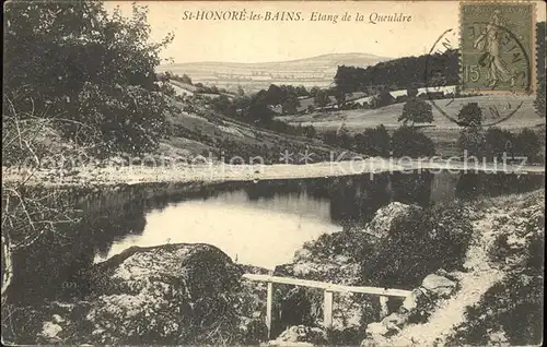 Saint Honore les Bains Etang de la Queuldre Stempel auf AK Kat. Saint Honore les Bains