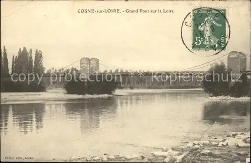 Cosne Cours sur Loire Grand Pont sur la Loire Stempel auf AK Kat. Cosne Cours sur Loire