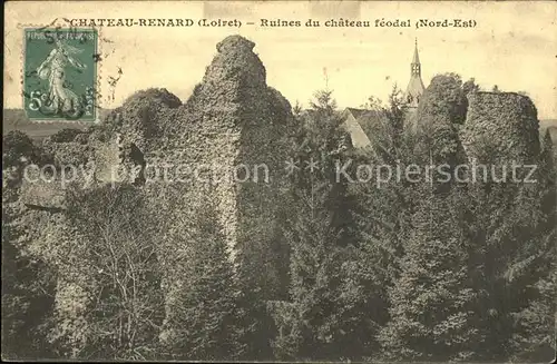 Chateau Renard Ruines du Chateau feodal Stempel auf AK Kat. Chateau Renard