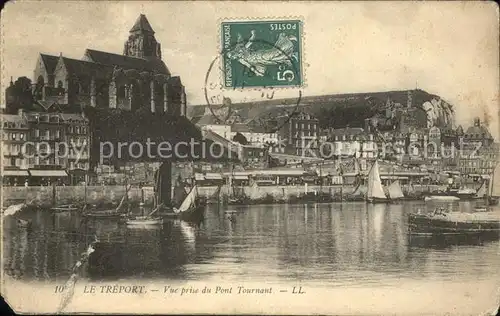 Le Treport Vue prise du Pont Tournant Stempel auf AK Kat. Le Treport