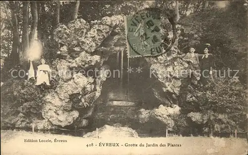 Evreux Grotte du Jardin des Plantes Stempel auf AK Kat. Evreux