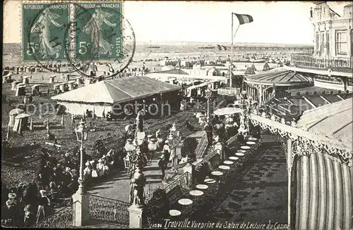 Trouville sur Mer Vue prise du Salon de Lecture du Casino Plage Stempel auf AK Kat. Trouville sur Mer