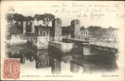 La Rochelle Charente Maritime Ancien Bastion Saint Nicolas Pont Stempel auf AK Kat. La Rochelle
