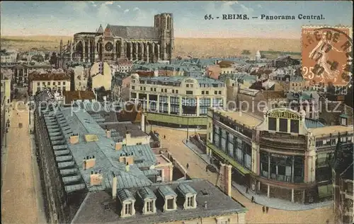 Reims Champagne Ardenne Panorama Central Stempel auf AK Kat. Reims