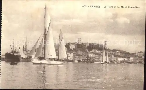 Cannes Alpes Maritimes Port et Mont Chevalier Voilier Kat. Cannes
