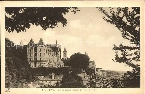 Pau Chateau Henri IV vu du Parc Kat. Pau