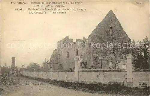 Domremy Landeville Bataille de la Marne Eglise Grande Guerre 1. Weltkrieg Kat. Domremy Landeville