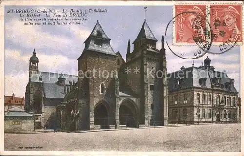 Saint Brieuc Cotes d Armor Basilique Cathedrale Beffroi Stempel auf AK Kat. Saint Brieuc