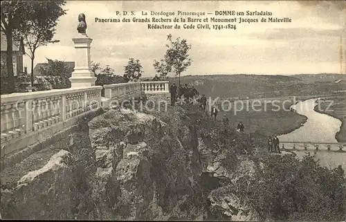 Domme Panorama des Grands Rochers de la Barre Monument Jacques de Maleville Kat. Domme