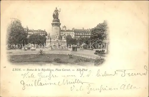 Lyon France Statue de la Republique Place Carnot Kat. Lyon