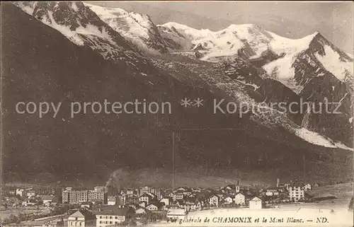 Chamonix Vue generale et le Mont Blanc Glacier Gletscher Kat. Chamonix Mont Blanc