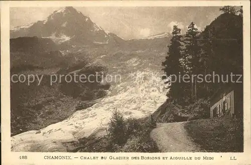 Chamonix Chalet du Glacier des Bossons et Aiguille du Midi Gletscher Kat. Chamonix Mont Blanc