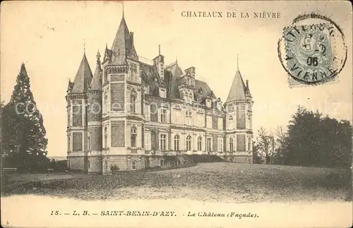 Saint Benin d Azy Chateaux Collection Chateaux de la Nievre Stempel auf AK Kat. Saint Benin d Azy