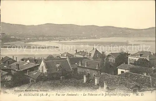 Hendaye Pyrenees Atlantiques Vue sur Fontarabie La Bidassoa et le Jaizquibel Espagne Kat. Hendaye