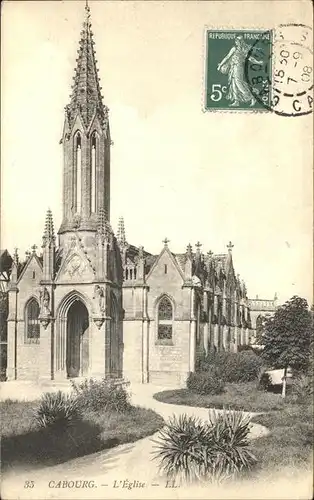 Cabourg Eglise Stempel auf AK Kat. Cabourg