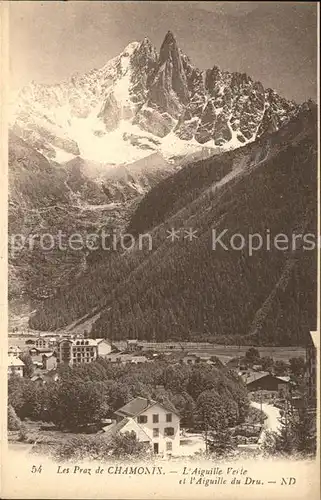 Les Praz Vue panoramique Aiguille Verte et du Dru Glacier Gletscher Kat. Chamonix Mont Blanc
