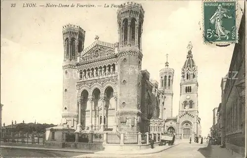 Lyon France Eglise Notre Dame de Fourviere Facade Stempel auf AK Kat. Lyon