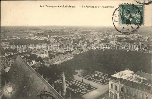 Bourges Jardin de l Archeveche a vol d oiseau Stempel auf AK Kat. Bourges