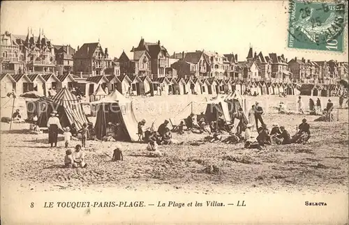 Le Touquet Paris Plage Plage et Villas Stempel auf AK Kat. Le Touquet Paris Plage