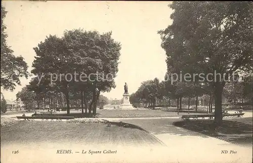 Reims Champagne Ardenne Square Colbert Statue Monument Kat. Reims