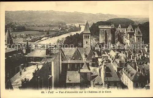 Pau Vue d ensemble sur le Chateau et le Gave Kat. Pau