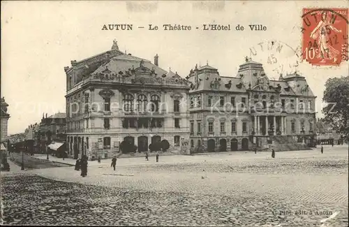 Autun Theatre Hotel de Ville Stempel auf AK Kat. Autun