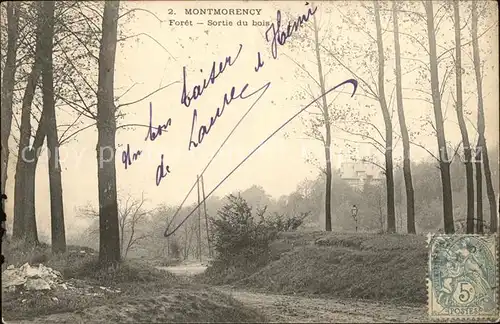 Montmorency Foret Sortie du bois Stempel auf AK Kat. Montmorency