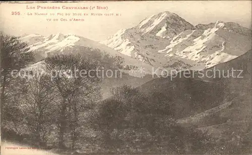 Pic du Midi Panorama du Massif en hiver vu du Col d Aspin Pyrenees Centrales Kat. Benejacq