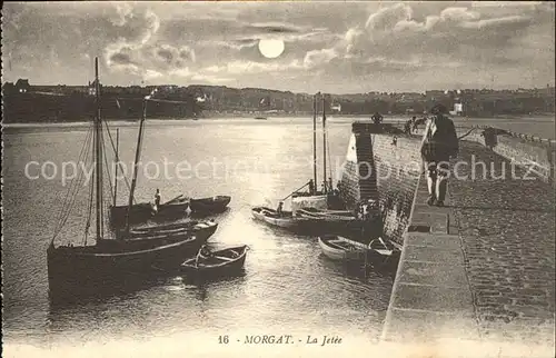 Morgat La Jetee au clair de lune Bateau Kat. Crozon