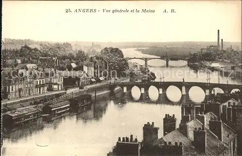 Angers Vue generale et la Maine Pont Kat. Angers