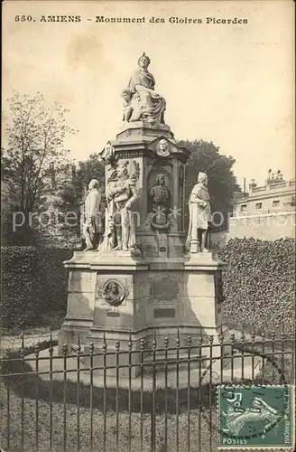 Amiens Monument des Gloires Picardes Stempel auf AK Kat. Amiens