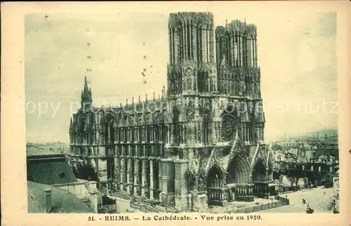 Reims Champagne Ardenne Cathedrale vue prise en 1920 Kat. Reims