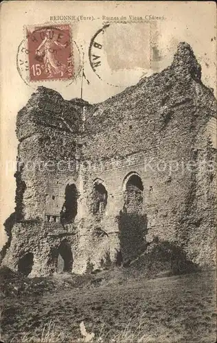 Brionne Ruines du vieux Chateau Stempel auf AK Kat. Brionne