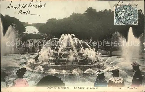 Versailles Yvelines Parc Bassin de Latone Fontaine Stempel auf AK Kat. Versailles