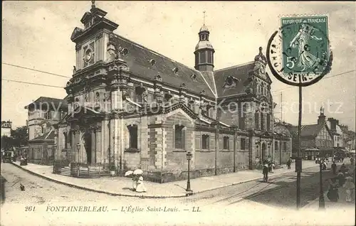 Fontainebleau Seine et Marne Eglise Saint Louis Stempel auf AK Kat. Fontainebleau