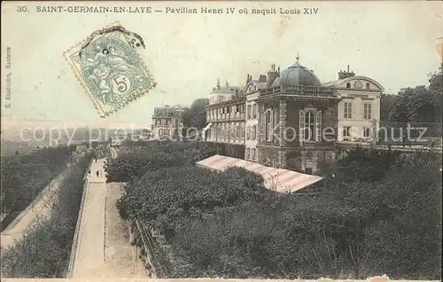 Saint Germain en Laye Pavillon Henri IV ou naquit Louis XIV Stempel auf AK Kat. Saint Germain en Laye