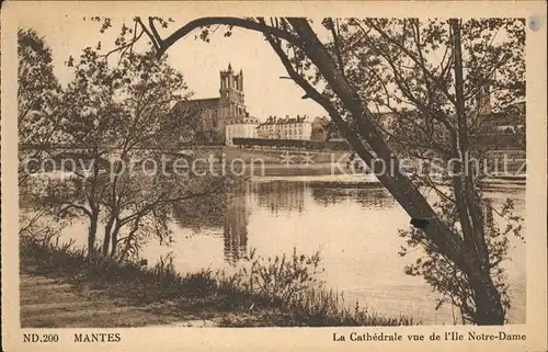 Mantes la Jolie Cathedrale vue de l Ile Notre Dame Kat. Mantes la Jolie