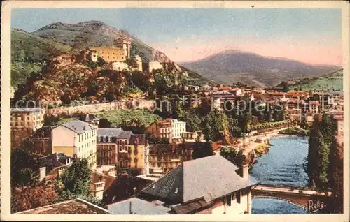 Lourdes Hautes Pyrenees Le Gave Chateau Fort et Pie du Jer Kat. Lourdes