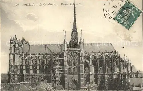 Amiens Cathedrale Facade Sud Stempel auf AK Kat. Amiens
