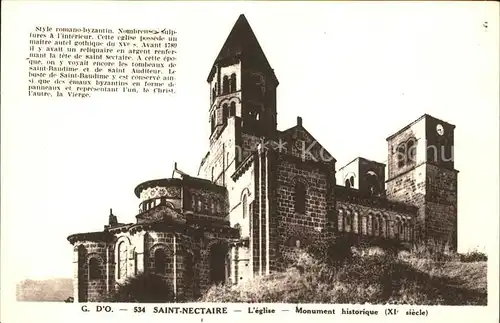 Saint Nectaire Puy de Dome Eglise Monument historique XI siecle Histoire Kat. Saint Nectaire