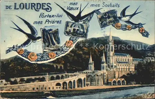 Lourdes Hautes Pyrenees Basilique Briefschwalbe Wallfahrtsort Kat. Lourdes