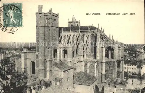 Narbonne Aude Cathedrale Saint Just Stempel auf AK Kat. Narbonne