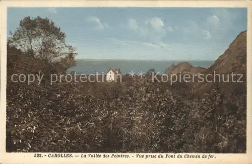 Carolles Panorama Vallee des Peintres vue prise du Pont du Chemin de Fer Kat. Carolles