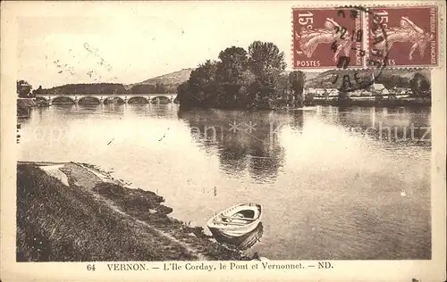 Vernon Eure Ile Corday Pont et Vernonnet Stempel auf AK Kat. Vernon