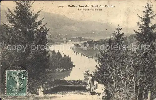 Bassin du Doubs Panorama Stempel auf AK Kat. Villers le Lac