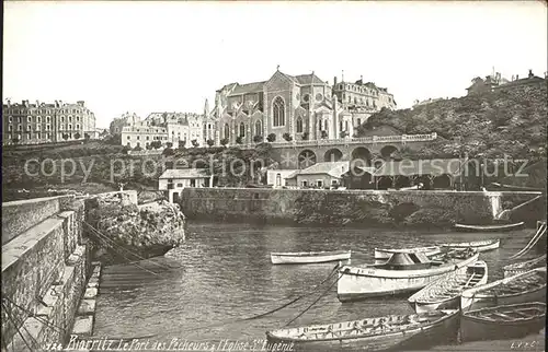 Biarritz Pyrenees Atlantiques Port des Pecheurs Eglise Sainte Eugenie Kat. Biarritz